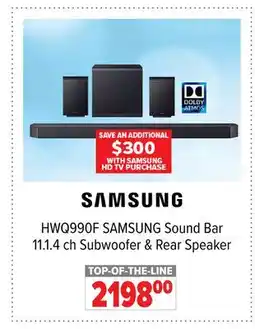 2001 Audio Video HWQ990F SAMSUNG Sound Bar 11.1. 4 ch Subwoofer & Rear Speaker offer