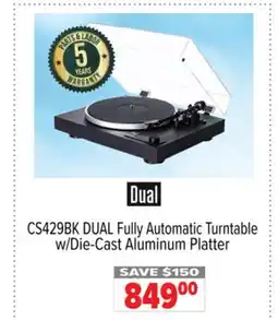 2001 Audio Video CS429BK DUAL Fully Automatic Turntable w/Die-Cast Aluminum Platter offer