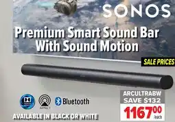 2001 Audio Video ARCULTRABW Sonos Premium Smart Sound Bar with Sound Motion offer