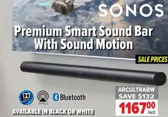 2001 Audio Video ARCULTRABW Sonos Premium Smart Sound Bar with Sound Motion offer