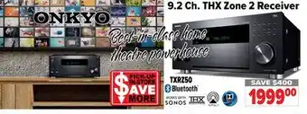 2001 Audio Video ONKYO TXRZ50 9.2 Ch. THX Zone 2 Receiver offer