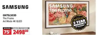 2001 Audio Video QN75LS03D SAMSUNG 75 The Frame Art Mode 4K QLED offer