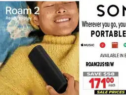 2001 Audio Video ROAM2US1B/W SONOS PORTABLE SPEAKERS offer