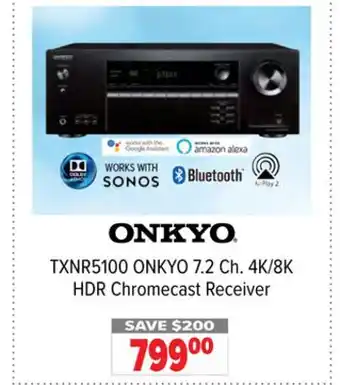2001 Audio Video ONKYO 7.2 Ch. 4K/8K HDR Chromecast Receiver offer