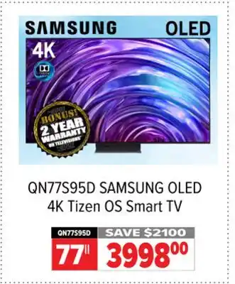 2001 Audio Video QN77S95D SAMSUNG OLED 4K Tizen OS Smart TV offer