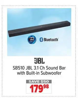 2001 Audio Video SB510 JBL 3.1 Ch Sound Bar with Built-in Subwoofer offer