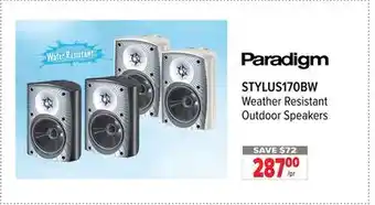 2001 Audio Video Paradigm STYLUS170BW Weather Resistant Outdoor Speakers offer