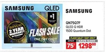 2001 Audio Video SAMSUNG QN75Q7F 75 QLED 4K TIZEN OS SMART TV offer