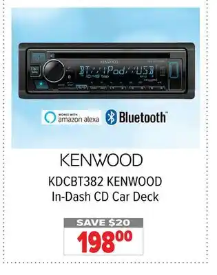 2001 Audio Video KENWOOD KDCBT382 In-Dash CD Car Deck offer