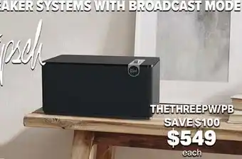 2001 Audio Video KLIPSCH THETHREEPW/PB WIRELESS BT SPEAKER WALNUT offer