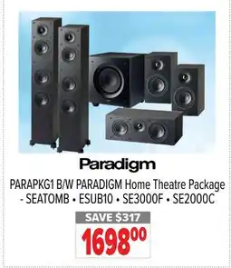 2001 Audio Video PARAPKG1 B/W PARADIGM Home Theatre Package - SEATOMB offer