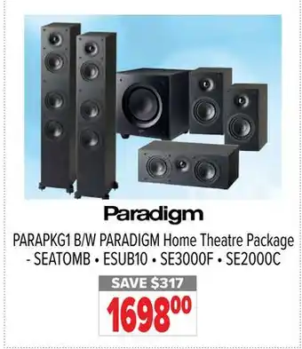 2001 Audio Video PARAPKG1 B/W PARADIGM Home Theatre Package - SEATOMB offer