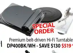 2001 Audio Video DP400BK Premium belt-driven Hi-Fi Turntable offer