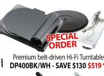 2001 Audio Video DP400BK Premium belt-driven Hi-Fi Turntable offer