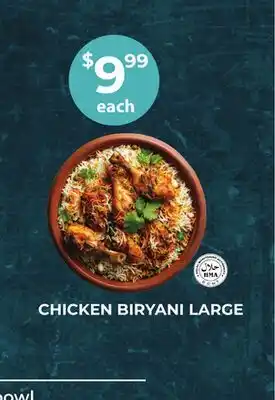 Food World Supermarket CHICKEN BIRYANI LARGE offer