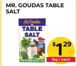Food World Supermarket MR. GOUDAS TABLE SALT offer