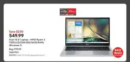 Staples Acer 15.6 Laptop - AMD Ryzen 3 7320U/512GB SSD/16GB RAM/Windows 11 offer