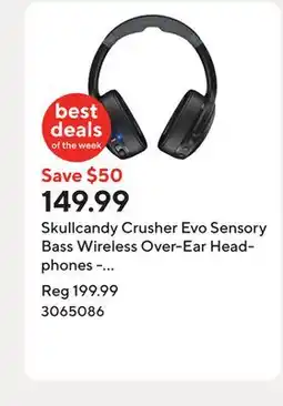 Staples Skullcandy Crusher Evo Sensory Bass Wireless Over-Ear Headphones - True Black offer