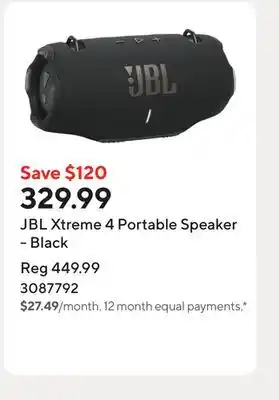 Staples JBL Xtreme 4 Portable Speaker - Black offer