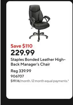 Staples Staples Bonded Leather High-Back Manager's Chair offer
