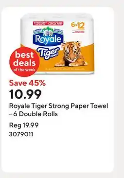 Staples Royale Tiger Strong Paper Towel - 6 Double Rolls offer