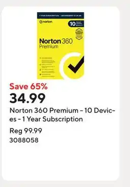 Staples Norton 360 Premium - 10 Devices - 1 Year Subscription offer