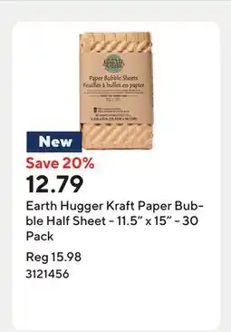 Staples Earth Hugger Kraft Paper Bubble Half Sheet - 11.5 x 15 - 30 Pack offer