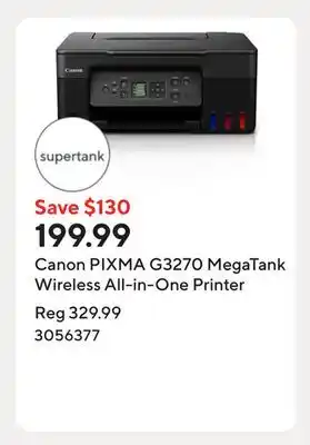 Staples Canon PIXMA G3270 MegaTank Wireless All-in-One Printer offer
