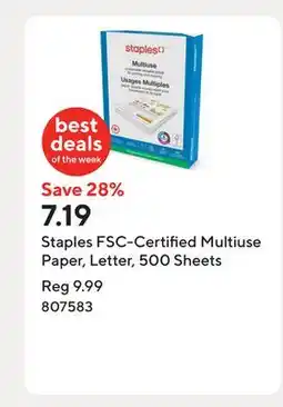 Staples Staples FSC-Certified Multiuse Paper, Letter, 500 Sheets offer