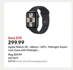 Staples Apple Watch SE - 44mm - GPS - Midnight Aluminum Case with Midnight Sport Band - Medium / Large offer