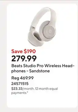 Staples Beats Studio Pro Wireless Headphones - Sandstone offer