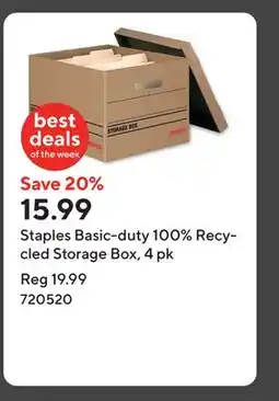 Staples Staples Basic-duty 100% Recycled Storage Box, 4 pk offer