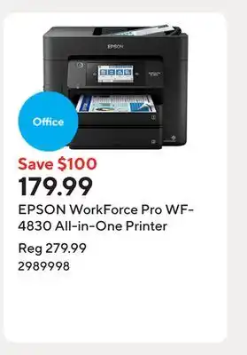 Staples EPSON WorkForce Pro WF-4830 All-in-One Printer offer