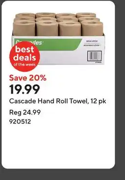 Staples Cascade Hand Roll Towel, 12 pk offer