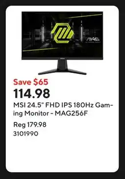 Staples MSI 24.5 FHD IPS 180Hz Gaming Monitor - MAG256F offer