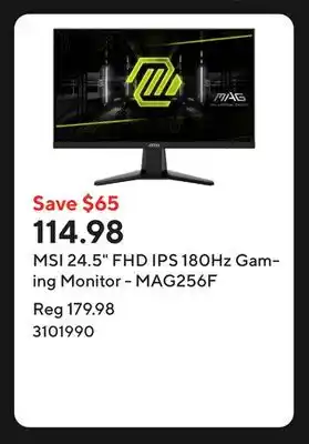 Staples MSI 24.5 FHD IPS 180Hz Gaming Monitor - MAG256F offer