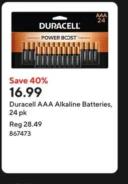 Staples Duracell AAA Alkaline Batteries, 24 pk offer