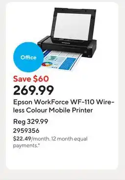 Staples Epson WorkForce WF-110 Wireless Colour Mobile Printer offer