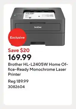 Staples Brother HL-L2405W Home Office-Ready Monochrome Laser Printer offer