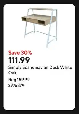 Staples Simply Scandinavian Desk White Oak offer