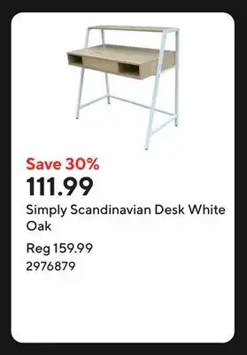 Staples Simply Scandinavian Desk White Oak offer
