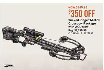 Cabela's Wicked Ridge M-370 Crossbow Package with ACUdraw offer