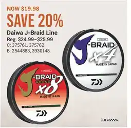 Cabela's Daiwa J-Braid Line offer