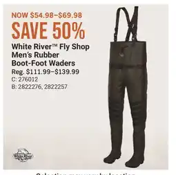 Cabela's White River Fly Shop Men's Rubber Boot-Foot Waders offer