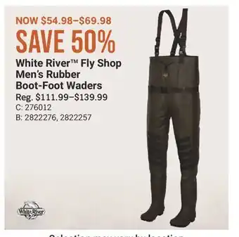 Cabela's White River Fly Shop Men's Rubber Boot-Foot Waders offer