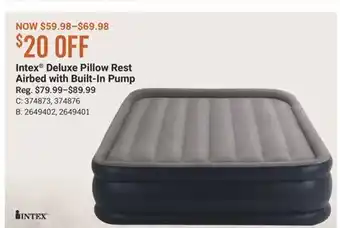 Cabela's Intex Deluxe Pillow Rest Airbed with Built-In Pump offer