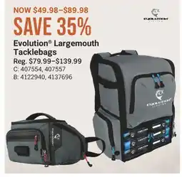 Cabela's Evolution Largemouth Tacklebags offer