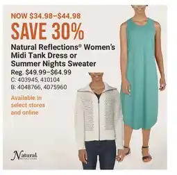 Cabela's Natural Reflections Women's Midi Tank Dress or Summer Nights Sweater offer