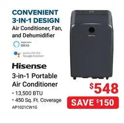 Visions Electronics Hisense 3-in-1 Portable Air Conditioner offer