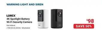 Visions Electronics LOREX 4K Spotlight Battery Wi-Fi Security Camera offer